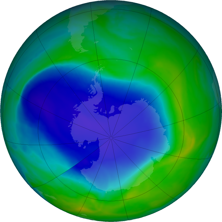 Antarctic ozone map for 22 November 2022